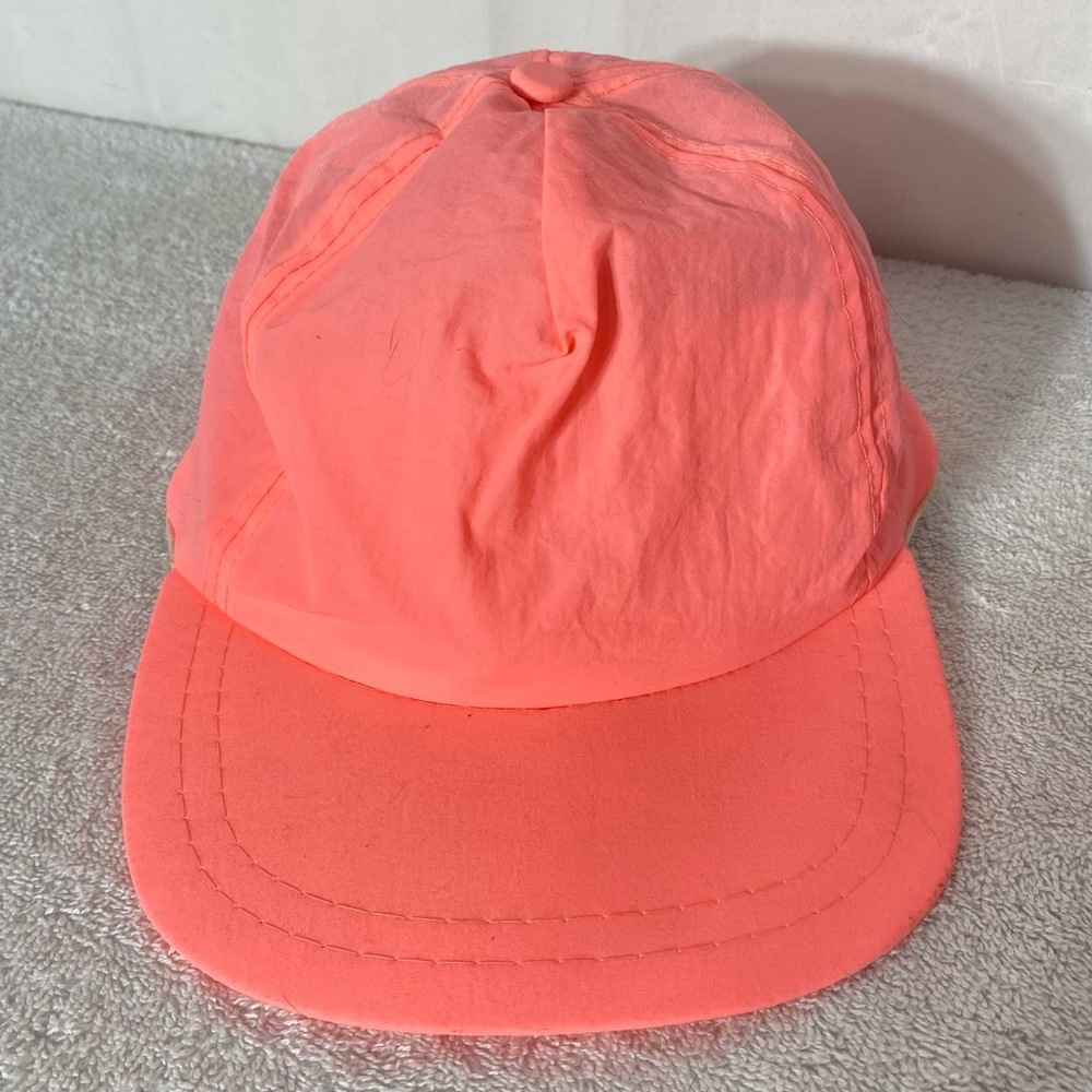 Vintage Neon Orange Pink Snap Back Baseball Cap Hat
